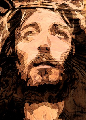 Christ Looking Up in Wood